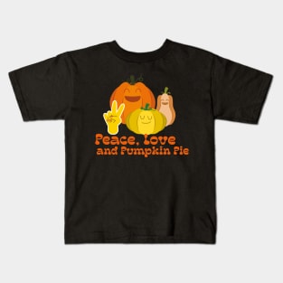 Peace, Love, and Pumpkin Pie Hippie Gnome Thanksgiving Kids T-Shirt